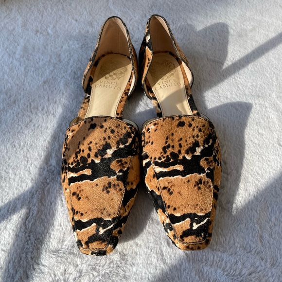 Vince Camuto Animal Print Cow Hair Flats - Picture 1 of 13
